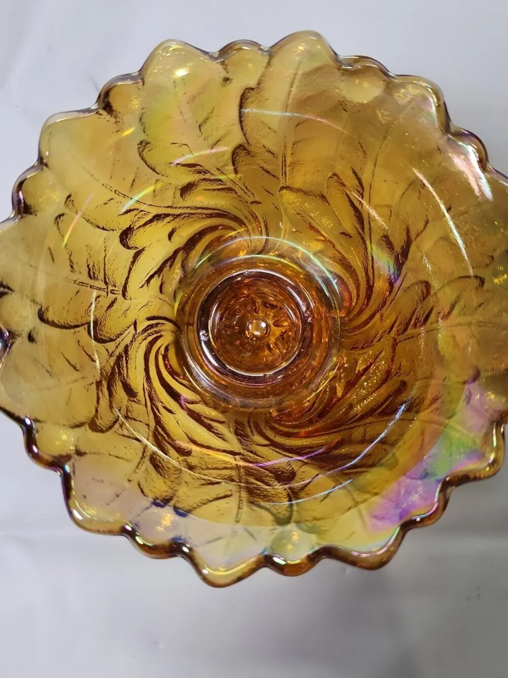 Indiana Glass Wild Rose Taper Candle Holders Carnival Glass Marigold Vintage